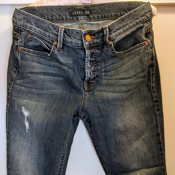 Level 99 Morgan Slouchy Straight Medium Blue Button Fly Denim - Picture 2 of 11